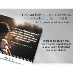 christian hanging wall calendar · jesus scenes & scripture, "11×8.5" folded "11×17" unfolded