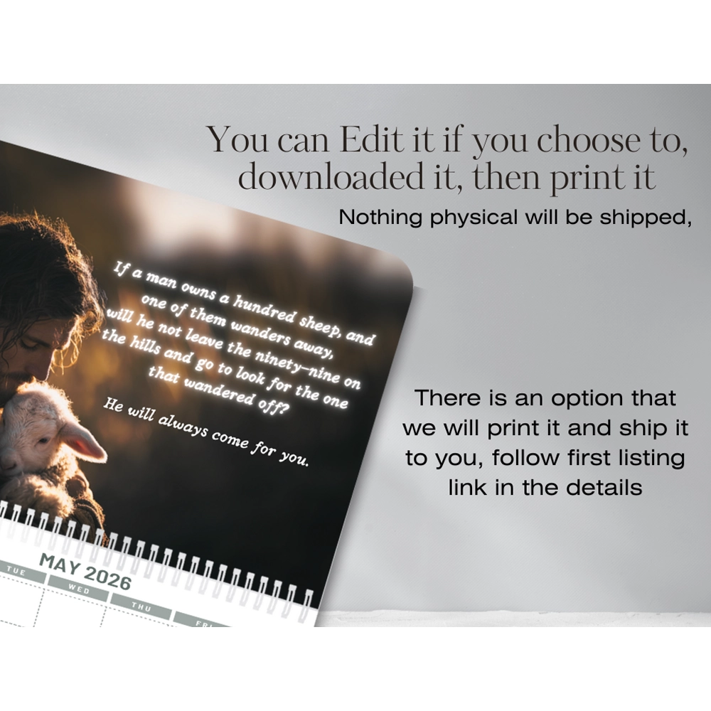 christian hanging wall calendar · jesus scenes & scripture, "11×8.5" folded "11×17" unfolded