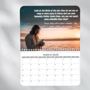 christian hanging wall calendar · jesus scenes & scripture, "11×8.5" folded "11×17" unfolded