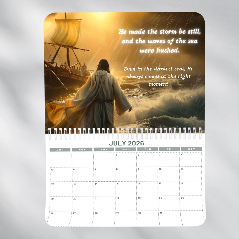 christian hanging wall calendar · jesus scenes & scripture, "11×8.5" folded "11×17" unfolded